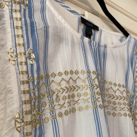 NWT Embroidered Striped J. Crew Top - Picture 4 of 5